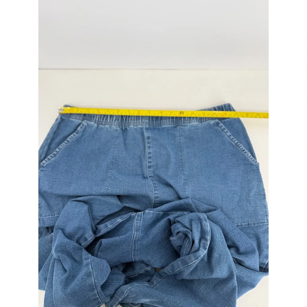Croft & Barrow Womens Plus Sz 1X Short Blue Elastic Waist Pull On Denim Jeans